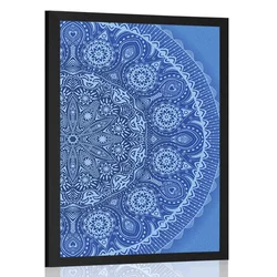 Plakat okrasna Mandala s čipko v modri barvi - 30x45 no frame