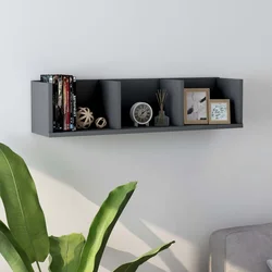 Zidna polica za CD-ove siva 75 x 18 x 18 cm konstruirano drvo
