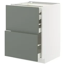 METOD / MAXIMERA Pod.orm.2front/2dnj/1srd/1vis.fiok, bela/Nickebo mat sivozelena, 60x60 cm