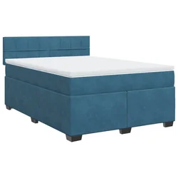 Vidaxl Box spring postelja z vzmetnico modra 160x200 cm žamet