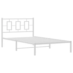 Vidaxl Kovinski posteljni okvir z vzglavjem bel 107x203 cm