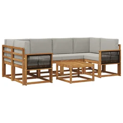 Set vanjskih sofa 5 pcs Prirodna i Svjetlosiva