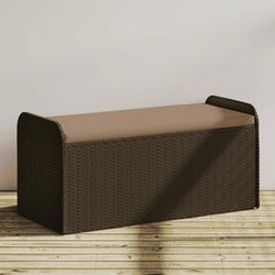 Klupa za pohranu s jastukom smeđa 115x51x52 cm od poliratana