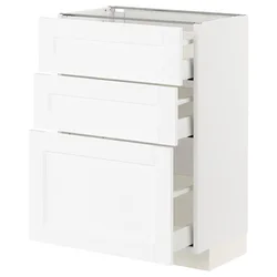 METOD / MAXIMERA Podni element s 3 fioke, bela Enköping/bela im. drveta, 60x37 cm
