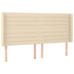Vidaxl Vzglavje z ušesi krem 203x16x118/128 cm blago