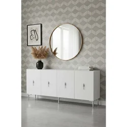 Hanah Home komoda Ayshe 180, 180 cm, bela / srebrna