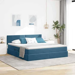 Krevet s od storage s madracem Tamno plava 180 x 200 cm Baršun