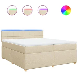 Vidaxl Box spring postelja z vzmetnico krem 200x200 cm blago