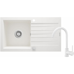 Deante ZQZ A113 Sudopera, 1 korito, 15cm, Granitna + BEN L62M Slavina, 355mm, Bela