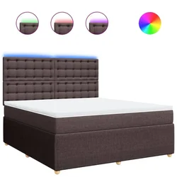 Vidaxl Box spring postelja z vzmetnico temno rjava 180x200 cm blago