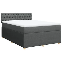 Vidaxl Box spring postelja z vzmetnico temno siva 160x200 cm blago