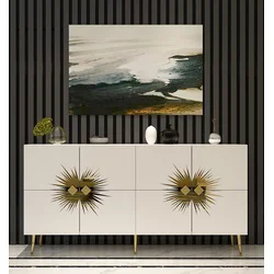 Hanah Home Konzola Nida KB150, 150x75x35 cm, Belo-zlatne boje