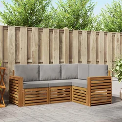 Setovi sofa 4 pcs Prirodna i svijetlo siva Čvrsto drvo akacije