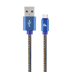 CC-USB2J-AMCM-2M-BL Gembird Premium jeans (denim) Type-C USB cable with metal connectors, 2 m, blue
