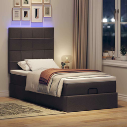 Otomanski krevet s madracem i LED tamnosmeđi 90x200 cm tkanine