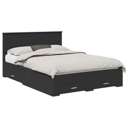 Vidaxl Konstrukcija postelje Črna 135 x 190 cm Konstruiran les