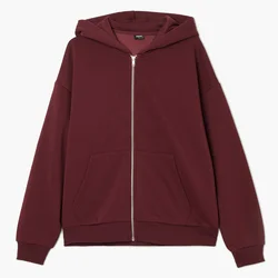 Cropp - Dukserica oversize s kapuljačom - bordo