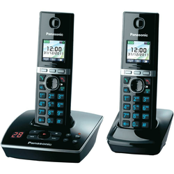 Panasonic Analogni bežični telefon KX-TG8062 Duo Panasonic automatska sekretarica, priključak za slušalice, ekran u boji crne boje, srebrn