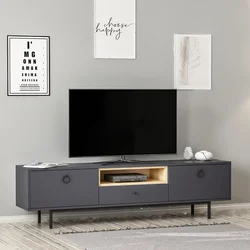 Hanah Home TV Komoda Naturel, 180x48x35 cm, Antracit