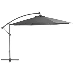 Konzolni vrtni suncobran LED s metalnim stupom 350 cm antracit