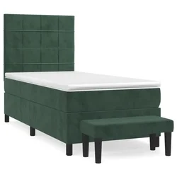 Vidaxl Box spring postelja z vzmetnico temno zelena 90x200 cm žamet