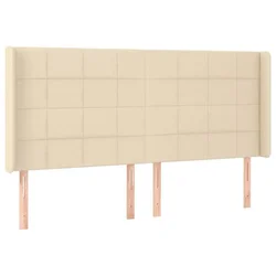 Vidaxl Vzglavje z ušesi krem 183x16x118/128 cm blago
