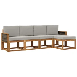Set vanjskih sofa 5 pcs Prirodna i svjetlosiva Poliester