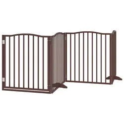 Vidaxl Ograda za pse z vrati zložljiva 4 paneli rjava 320cm topolovina