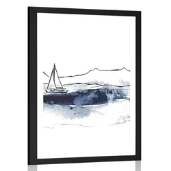 Plakat s paspartujem jahta na morju - 60x90 white