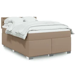 Krevet s oprugama i madrac cappuccino 140x190cm od umjetne kože