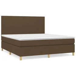 Vidaxl Box spring postelja z vzmetnico temno rjava 180x200 cm blago