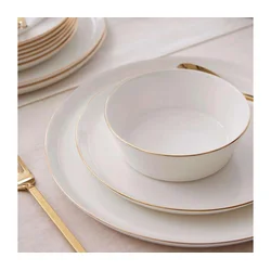 Jedilni set 24 kosov bela/zlata/porcelan