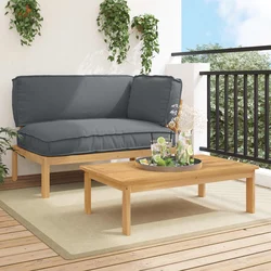 Set sofe s jastukom 2 pcs Antracit Čvrsto drvo akacije