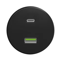 Kliklap - Retro USB utičnica A+C bez okvira, crna