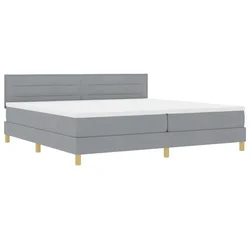 Vidaxl LED Box Spring Postelja Svetlo siva 200 x 200 cm blago