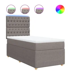 Vidaxl Box spring postelja z vzmetnico taupe 90x200 cm blago