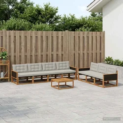 Set vanjskih sofa s jastukom 8 pcs Prirodna i svjetlosiva