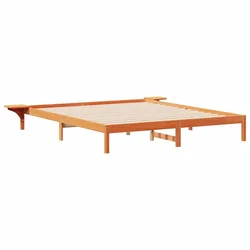Vidaxl Posteljni okvir s stranskimi omaricami Voskast rjav