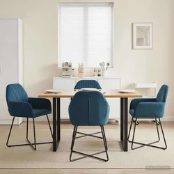 Trpezarijske stolice 4 pcs Baršun Plava 55 x 50 x 84 cm