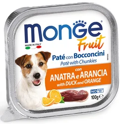 Monge Pašteta za pse sa komadićima mesa i voća Fruit Pate, 100 g - pačetina i pomorandža