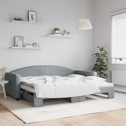 shumee Izvlečna dnevna postelja svetlo siva 90x200 cm blago