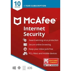 McAfee Internet Security 2019 - 1 Year - 10 Devices - Key GLOBAL
