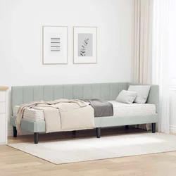 Kutni krevetni okvir s madracem 2 pcs Svjetlosiva Baršun
