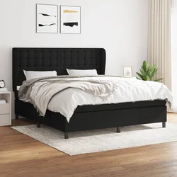 shumee Box spring postelja z vzmetnico črna 180x200 cm blago