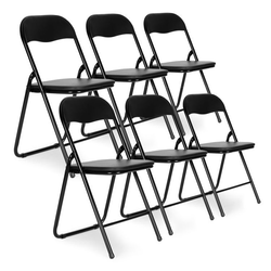 ModernHome Set od 6 sklopivih stolica Eco-leather, Crni