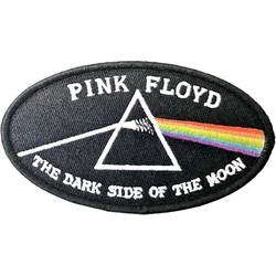 Pink Floyd Dark Side Of The Moon Oval Black Border Iron-On Patch Black