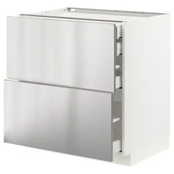 METOD / MAXIMERA Pod.orm.2front/2dnj/1srd/1vis.fiok, bela/Varsta nerđajući čelik, 80x60 cm