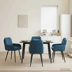 Trpezarijske stolice 4 pcs Baršun Plava 59 x 59,5 x 90 cm