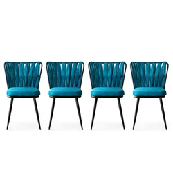 Hanah Home Kusakli 228 V4 Stolica, 4 komada, Plava