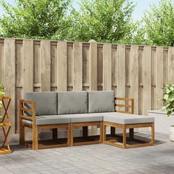 Set vanjskih sofa s jastukom 4 pcs Prirodna i svijetlo siva